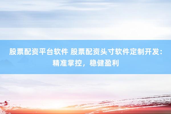股票配资平台软件 股票配资头寸软件定制开发：精准掌控，稳健盈利