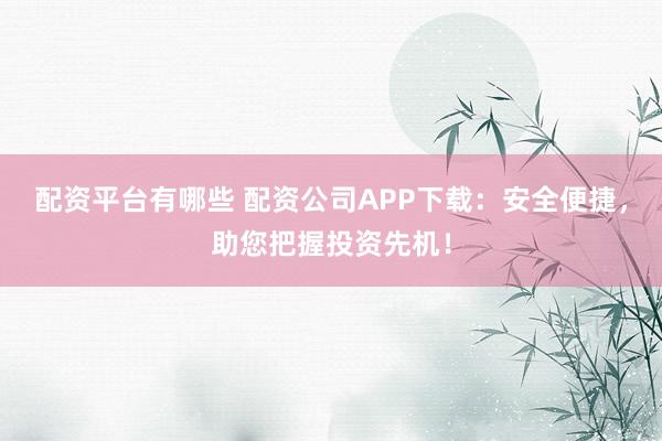 配资平台有哪些 配资公司APP下载：安全便捷，助您把握投资先机！