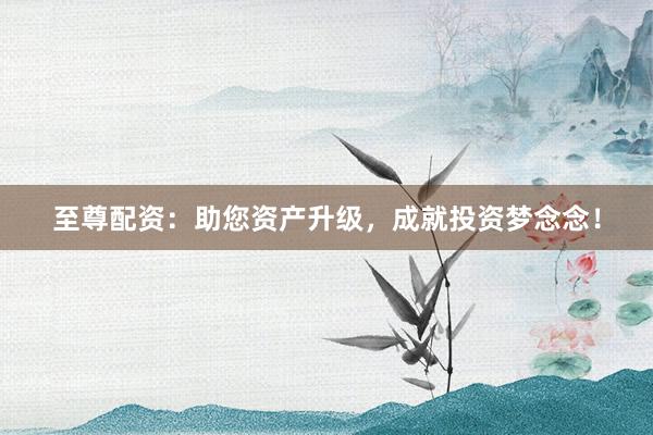至尊配资：助您资产升级，成就投资梦念念！