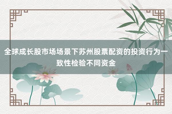 全球成长股市场场景下苏州股票配资的投资行为一致性检验不同资金